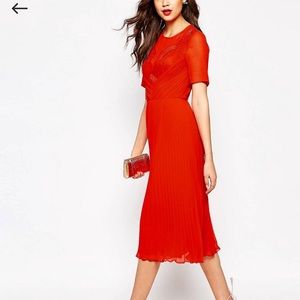 ASOS Red Pleated Dress